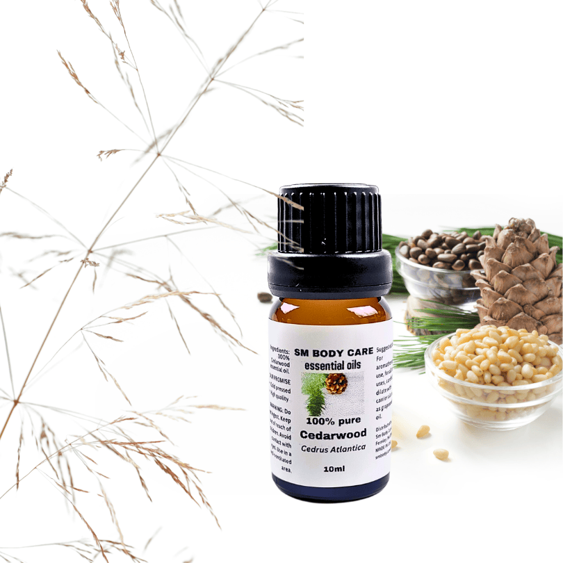 Cedarwood essential oil by SM Body Care. Therapeutic essential oils 