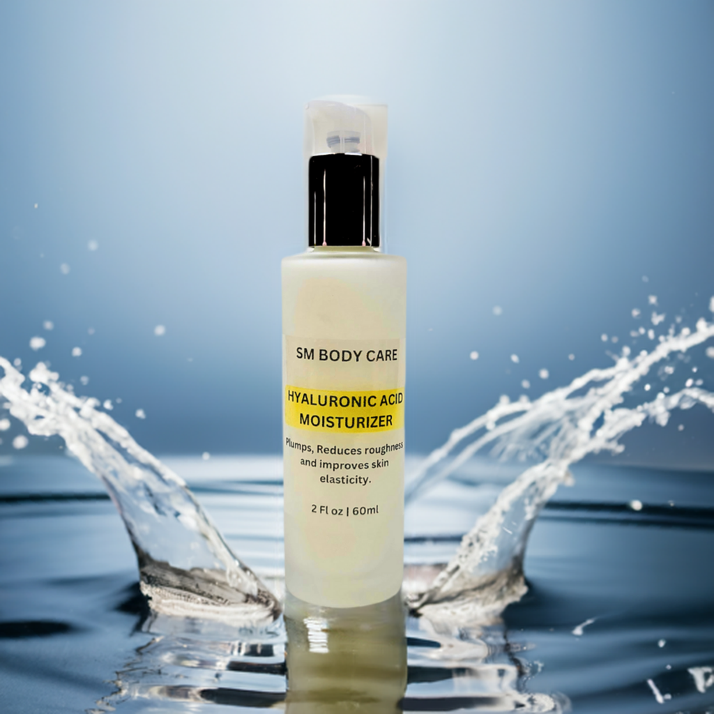 Hyaluronic acid moisturizer in a splash of water to indicate freshness