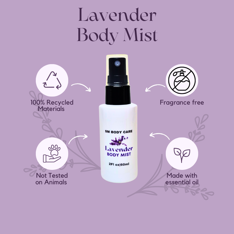 Lavender body mist fragrance free for sensitive skin by SM Body Care