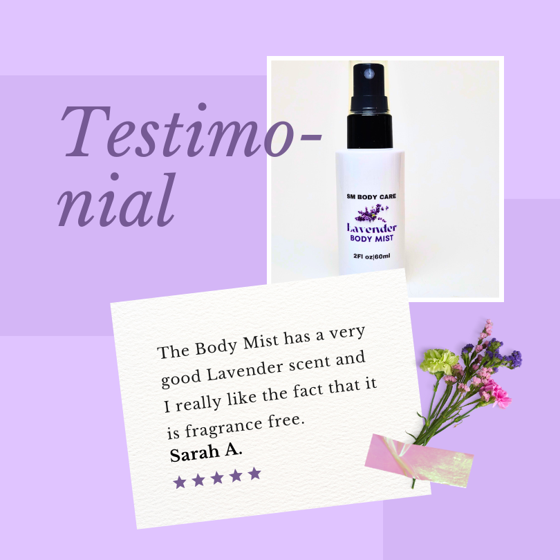 Lavender body mist fragrance free for sensitive skin by SM Body Care