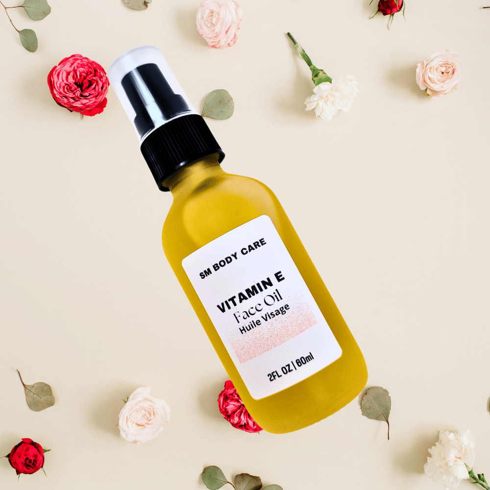 Vitamin e face oil formulated with natures finest ingredients brought to you by SM Body Care